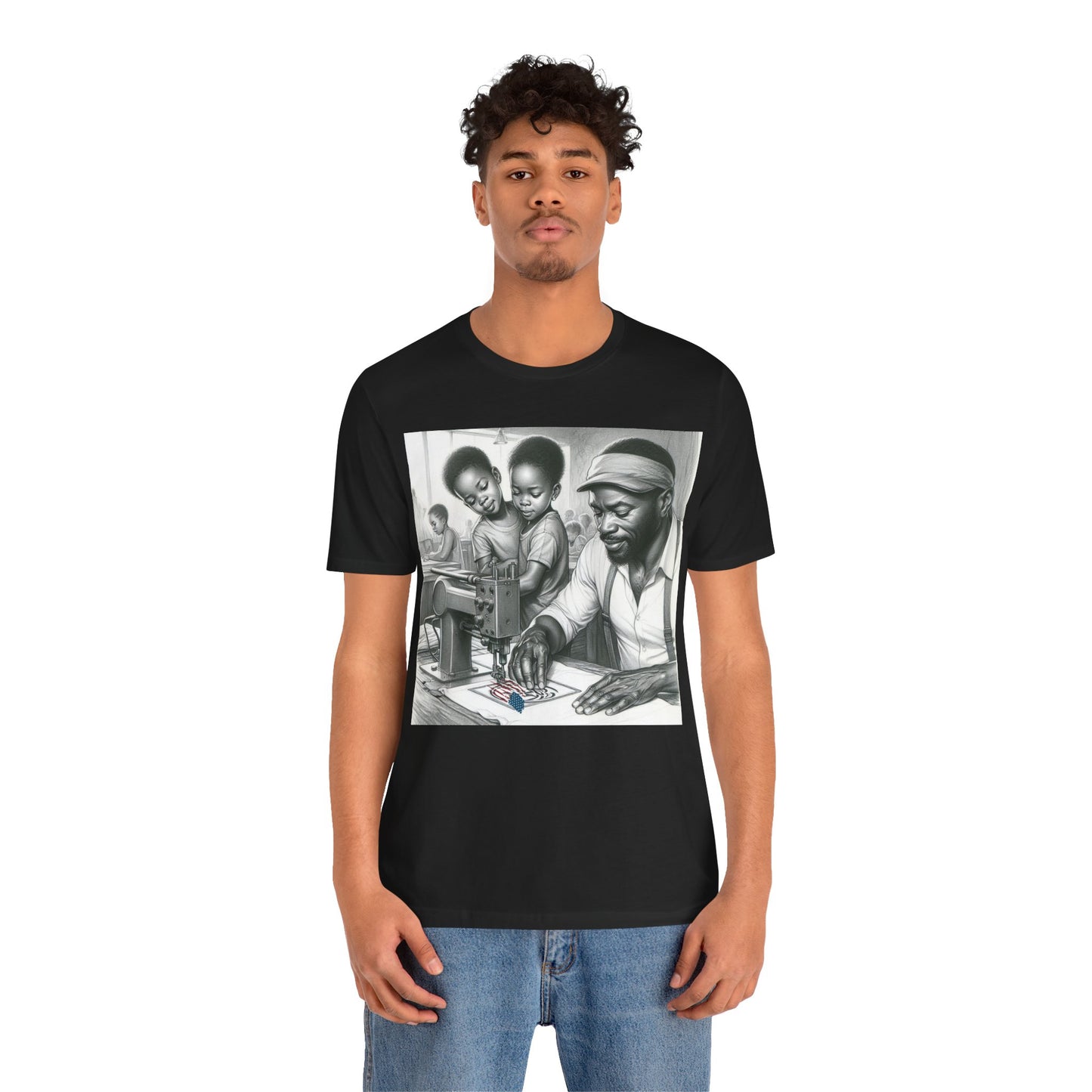 Empowering Father & Children Sewing Family Tee