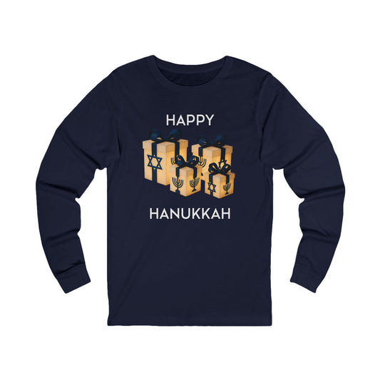 Happy Hanukkah Gift Long Sleeve Tee (Unisex S-2XL)