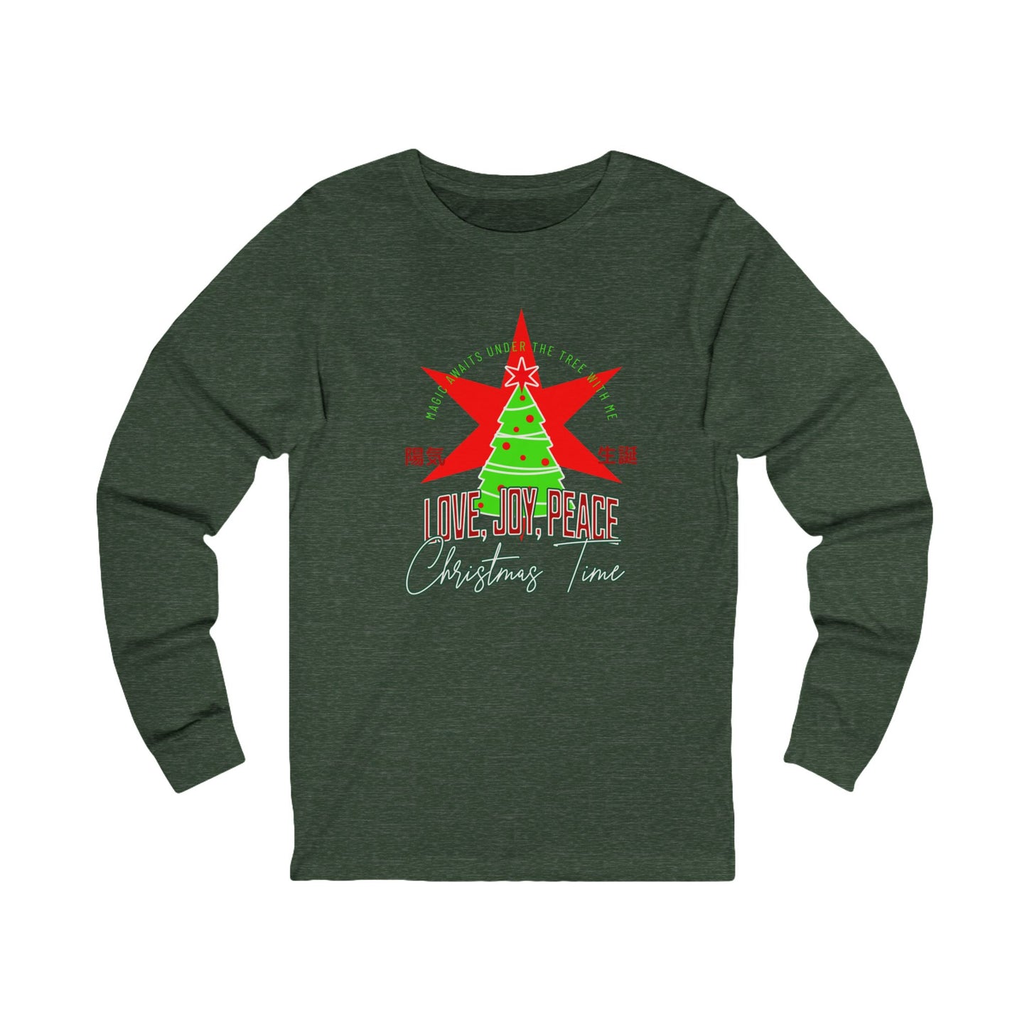 Love, Joy, and Peace Star Long-Sleeve Tee (Unisex S-2XL)