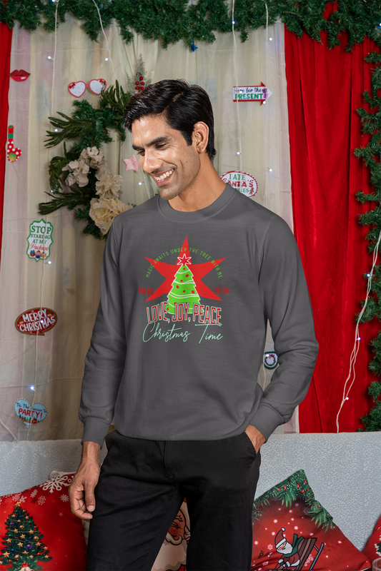 Love, Joy, and Peace Star Long-Sleeve Tee (Unisex S-2XL)