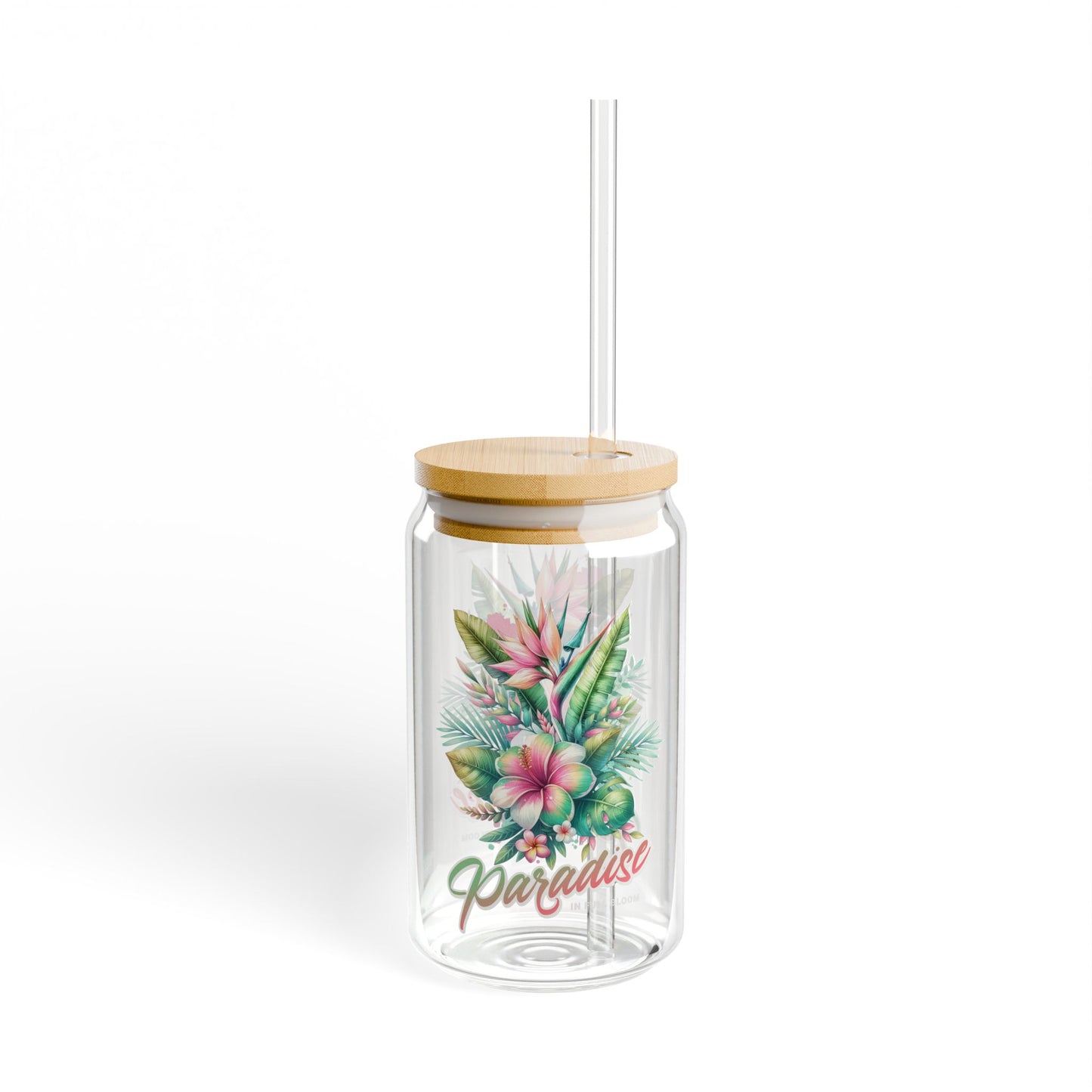 Tropical Paradise Sipper Glass with Bamboo Lid