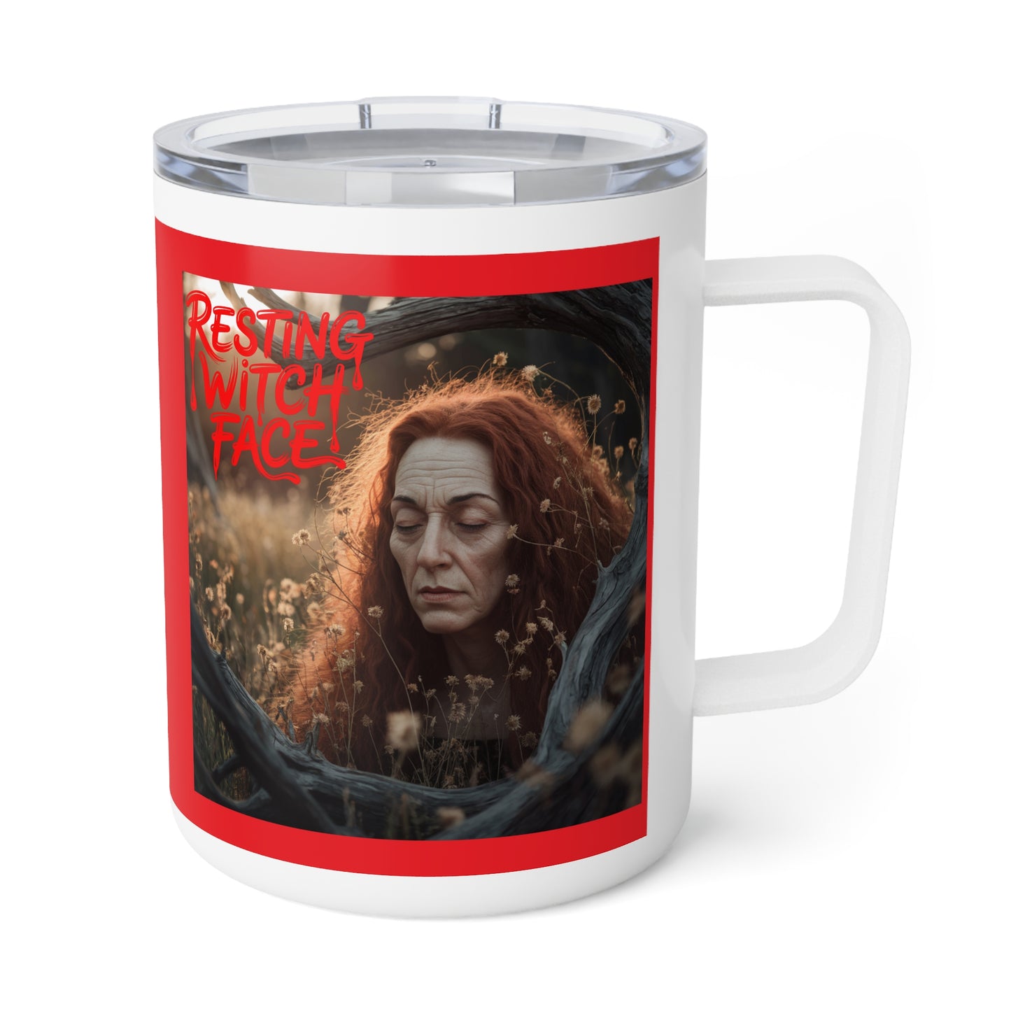 Resting Witch Face Insulated Mug, 10oz, with spooky design perfect for coffee at home or office. Resting Witch Face Insulated Mug, 10oz, with spooky design perfect for coffee at home or office.