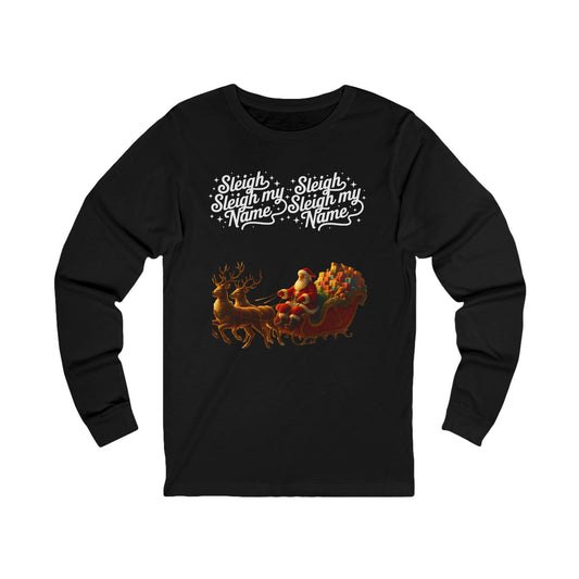 Sleigh My Name Vintage Santa Long-Sleeve Tee (Unisex S-2XL)