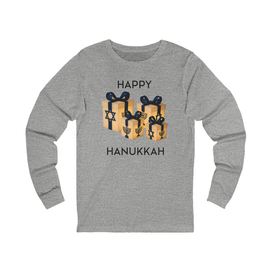 Happy Hanukkah Gift Long Sleeve Tee (Unisex S-2XL)