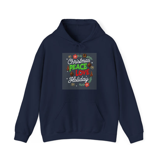 Peace, Love, and Holidays Festive Wreath Hoodie (Unisex S-5XL)