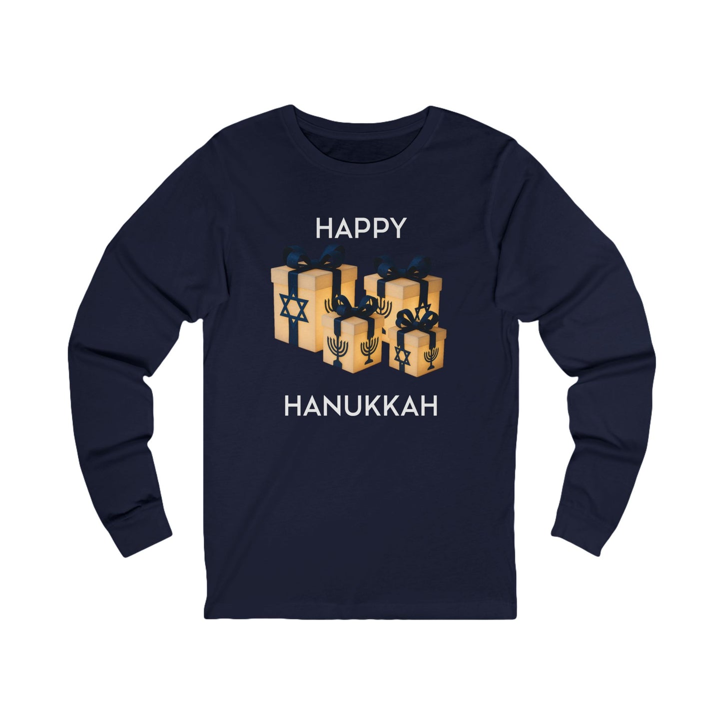 Happy Hanukkah Gift Long Sleeve Tee (Unisex S-2XL)