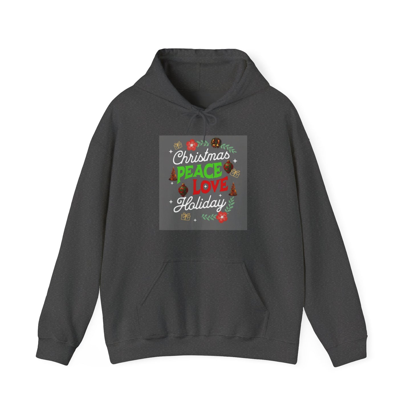 Peace, Love, and Holidays Festive Wreath Hoodie (Unisex S-5XL)
