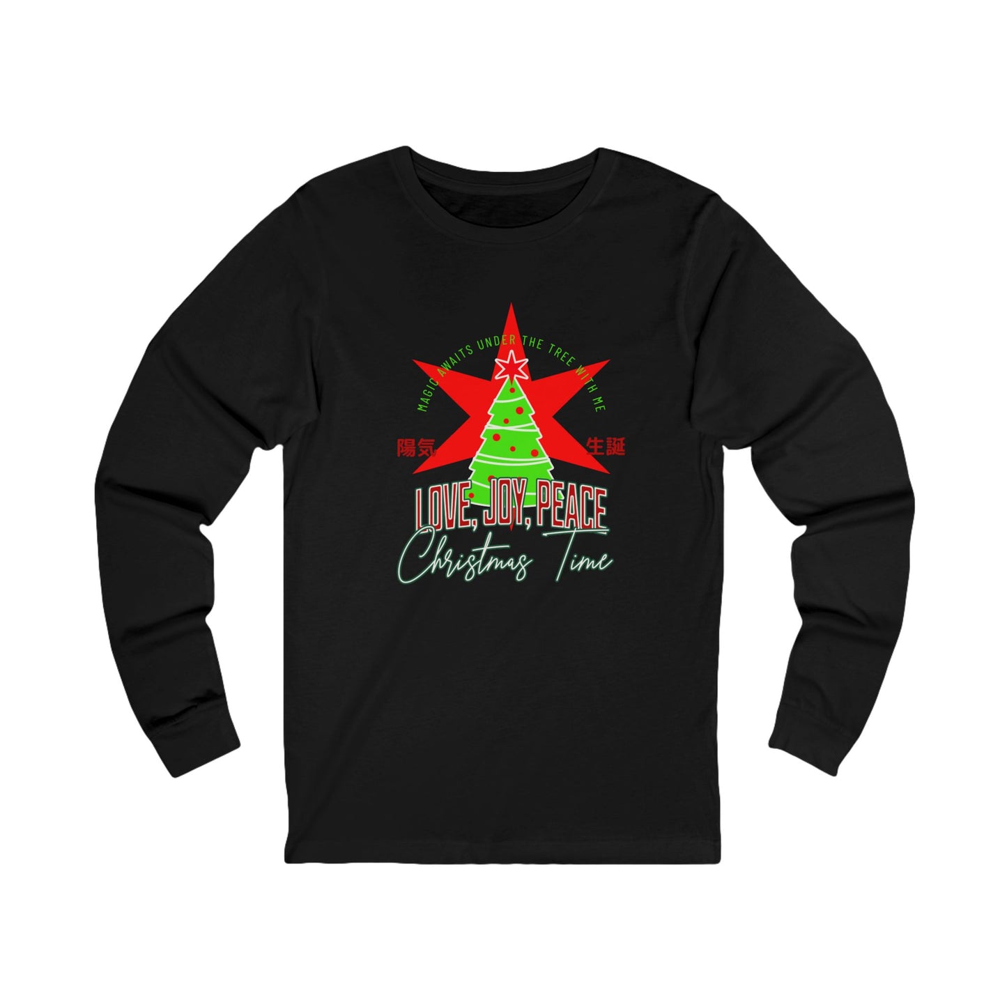 Love, Joy, and Peace Star Long-Sleeve Tee (Unisex S-2XL)