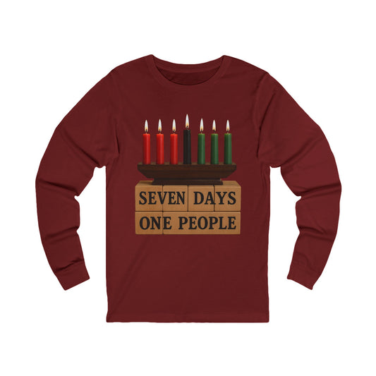 Seven Days, One People Kinara Long-Sleeve Tee - Kwanzaa (Unisex S–2XL)