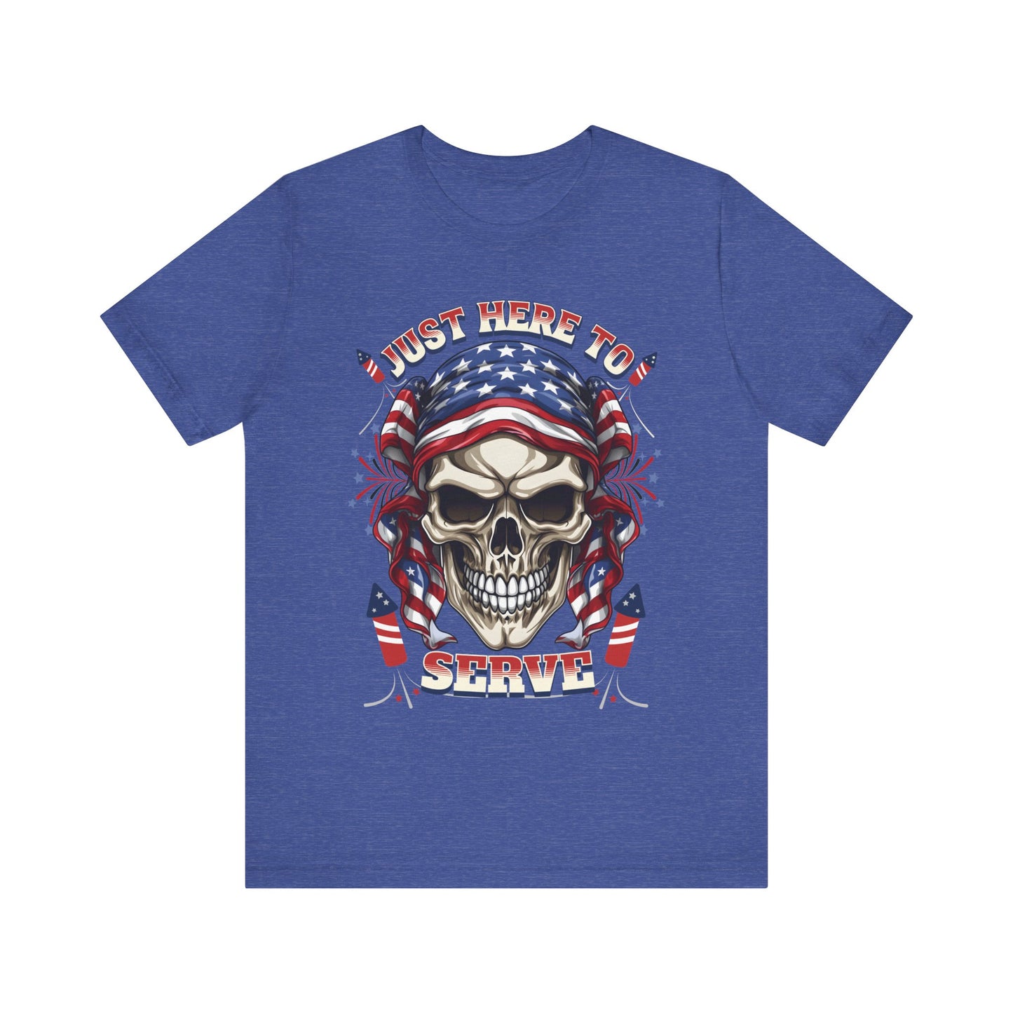 Here to Serve Patriotic Skull Graphic Tee