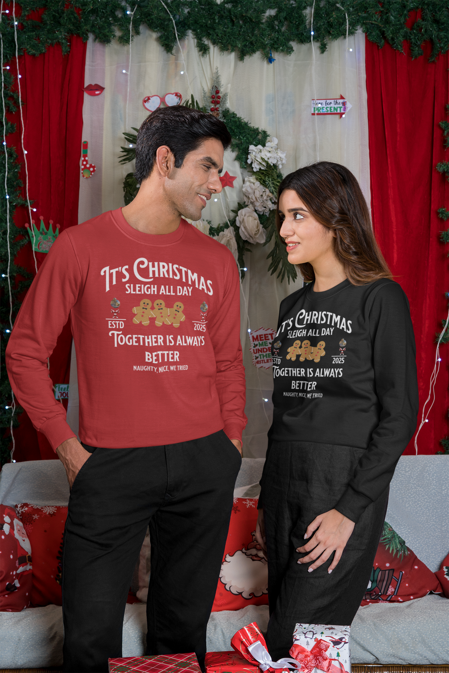 Sleigh All Day Ginger Family Long-Sleeve Tee (Unisex S-2XL)