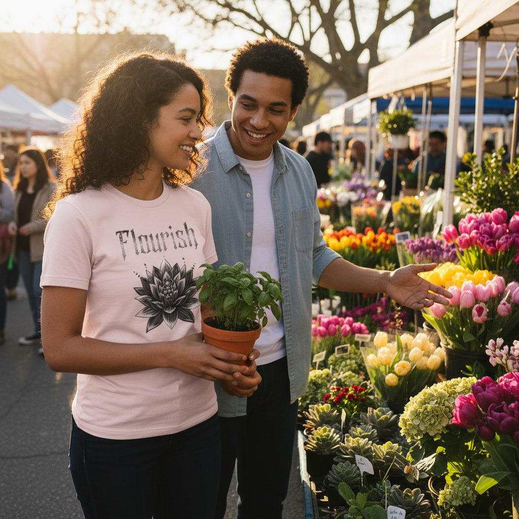 Flourish Spring Tee | Floral Growth Shirt | Spring Botanical Graphic Tee
