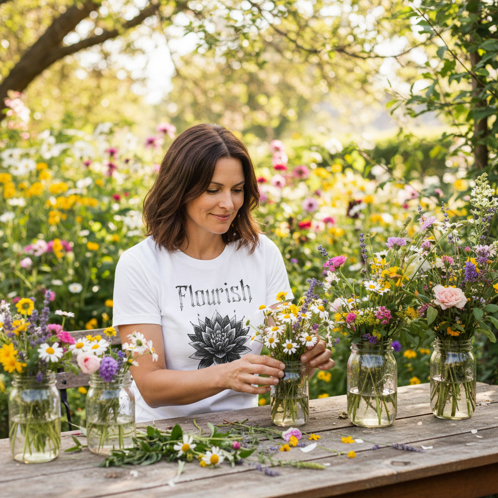 Flourish Spring Tee | Floral Growth Shirt | Spring Botanical Graphic Tee