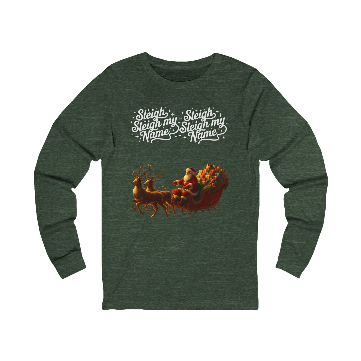 Sleigh My Name Vintage Santa Long-Sleeve Tee (Unisex S-2XL)