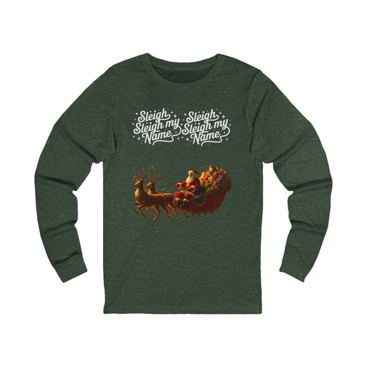 Sleigh My Name Vintage Santa Long-Sleeve Tee (Unisex S-2XL)
