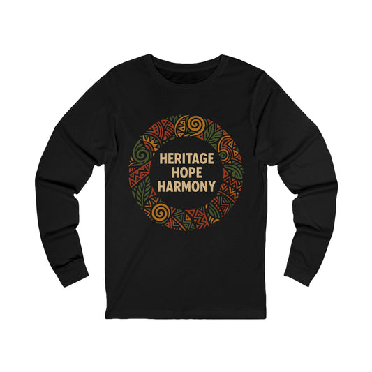 Heritage, Hope, and Harmony Wreath Long-Sleeve Tee - Kwanzaa (Unisex S-2XL)