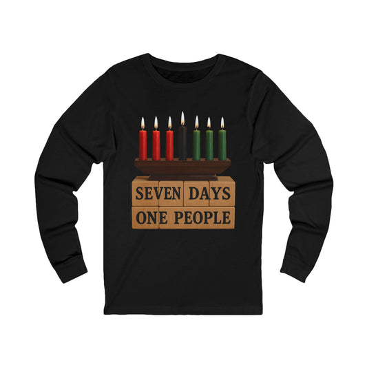 Seven Days, One People Kinara Long-Sleeve Tee - Kwanzaa (Unisex S–2XL)