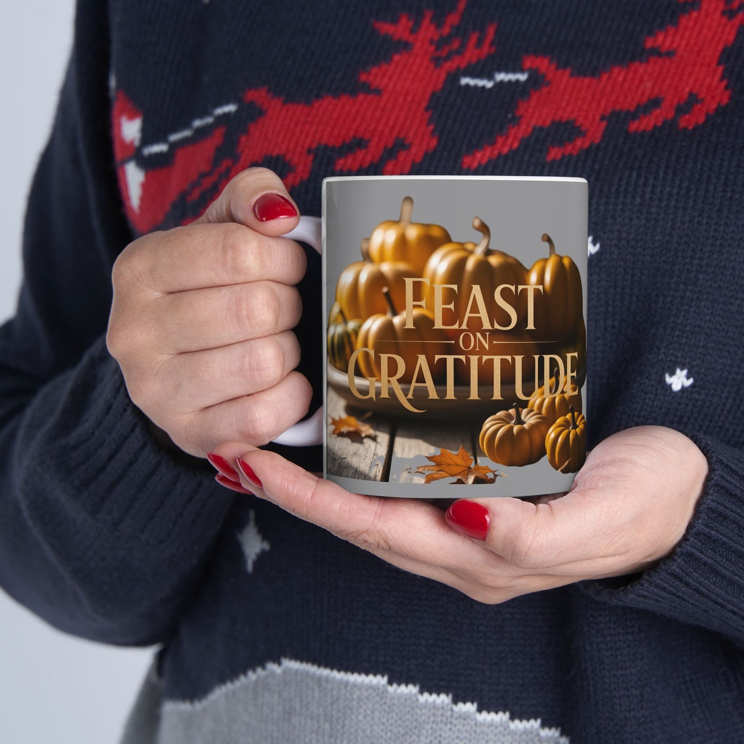 Feast On Gratitude Pumpkin Mug