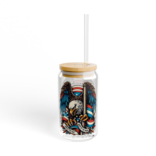 Patriotic Eagle Sipper Glass with Straw