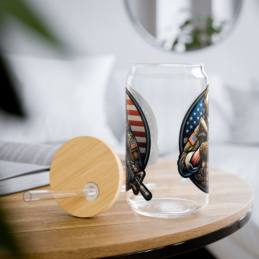 Military Patriotic Sipper Glass with Straw